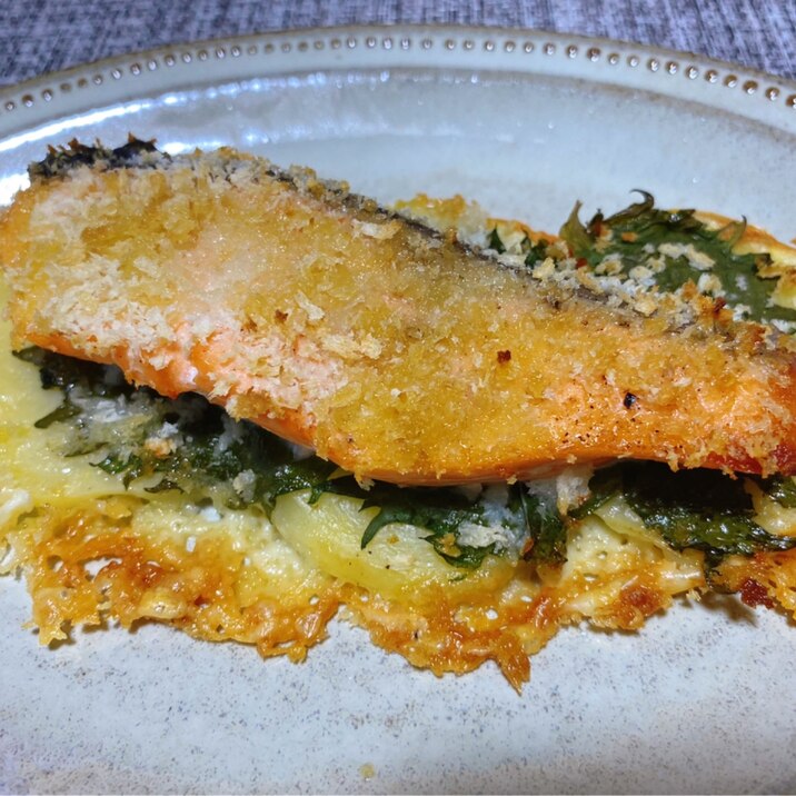 カリカリチーズ!鮭の重ね焼き☆